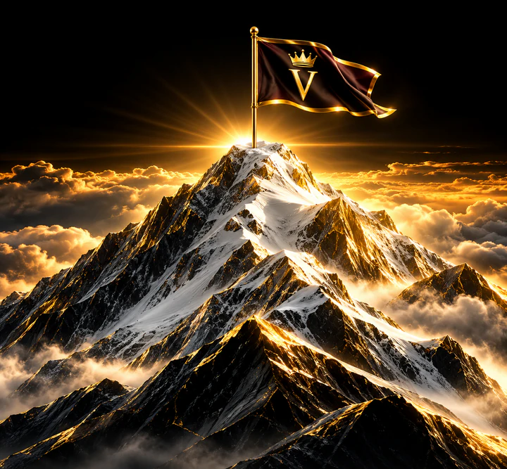VIRIPEX flag at a golden mountain summit